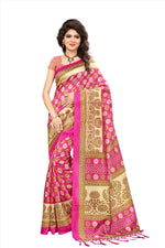 Mysore Silk Pink Color Printed Saree With Blouse