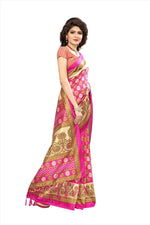 Mysore Silk Pink Color Printed Saree With Blouse