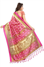 Mysore Silk Pink Color Printed Saree With Blouse