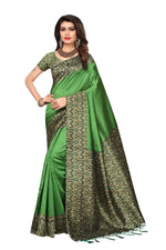 Mysore Silk Green Color Printed Saree With Blouse