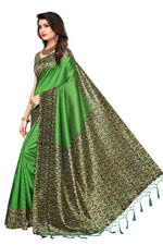 Mysore Silk Green Color Printed Saree With Blouse