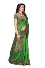 Mysore Silk Green Color Printed Saree With Blouse