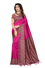 Mysore Silk Pink Color Printed Saree With Blouse