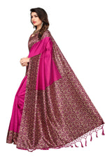 Mysore Silk Pink Color Printed Saree With Blouse