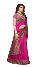Mysore Silk Pink Color Printed Saree With Blouse