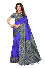 Mysore Silk RoyalBlue Color Printed Saree With Blouse