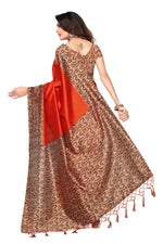 Mysore Silk Orange Color Printed Saree With Blouse