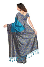 Mysore Silk Teal Color Printed Saree With Blouse
