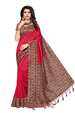 Mysore Silk Red Color Printed Saree With Blouse