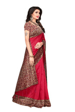 Mysore Silk Red Color Printed Saree With Blouse