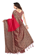 Mysore Silk Red Color Printed Saree With Blouse