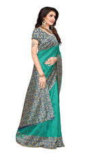 Mysore Silk Rama Color Printed Saree With Blouse