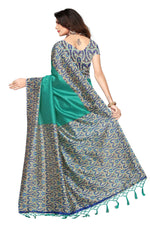 Mysore Silk Rama Color Printed Saree With Blouse