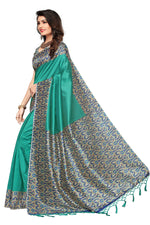 Mysore Silk Rama Color Printed Saree With Blouse