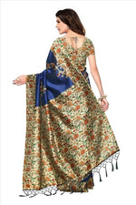 Mysore Silk Blue Color Printed Saree In Heavy Pallu With Blouse