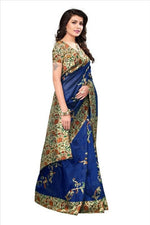 Mysore Silk Blue Color Printed Saree In Heavy Pallu With Blouse