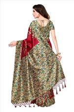Mysore Silk Red Color Printed Saree In Heavy Pallu With Blouse