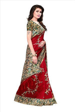 Mysore Silk Red Color Printed Saree In Heavy Pallu With Blouse