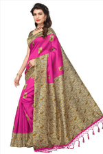 Mysore Silk Pink Color Plain Saree With Blouse