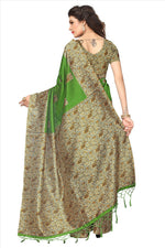 Mysore Silk Green  Color Plain Saree With Blouse