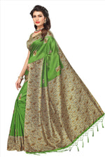 Mysore Silk Green  Color Plain Saree With Blouse