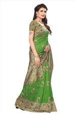 Mysore Silk Green  Color Plain Saree With Blouse