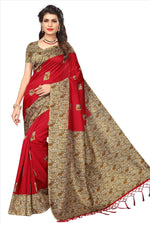 Mysore Silk Red Color Plain Saree With Blouse