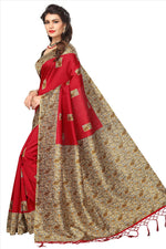 Mysore Silk Red Color Plain Saree With Blouse