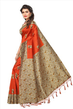 Mysore Silk Orange Color Plain Saree With Blouse