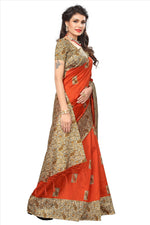 Mysore Silk Orange Color Plain Saree With Blouse