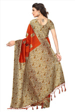 Mysore Silk Orange Color Plain Saree With Blouse
