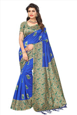Mysore Silk Blue Color Plain Saree With Blouse