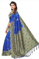 Mysore Silk Blue Color Plain Saree With Blouse