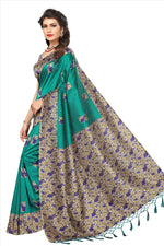 Mysore Silk Rama Color Plain Saree With Blouse