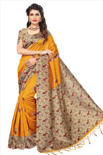 Mysore Silk Mustured Color Plain Saree With Blouse