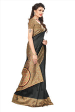 Mysore Silk Black Color Plain Saree With Blouse