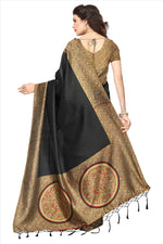 Mysore Silk Black Color Plain Saree With Blouse