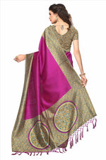 Mysore Silk Pink Color Plain Saree With Blouse