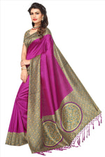 Mysore Silk Pink Color Plain Saree With Blouse