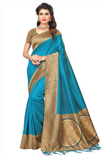 Mysore Silk SkyBlue Color Plain Saree With Blouse