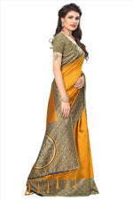 Mysore Silk Golden Color Plain Saree With Blouse