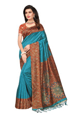 Mysore Silk Rama Color Plain Saree With Blouse
