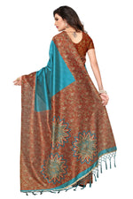 Mysore Silk Rama Color Plain Saree With Blouse