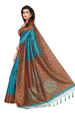 Mysore Silk Rama Color Plain Saree With Blouse