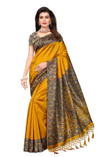 Mysore Silk Yellow Color Plain Saree In Heavy Pallu With Blouse