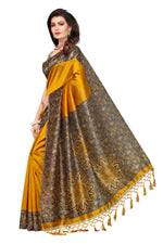 Mysore Silk Yellow Color Plain Saree In Heavy Pallu With Blouse