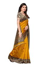 Mysore Silk Yellow Color Plain Saree In Heavy Pallu With Blouse