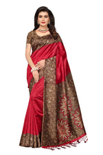 Mysore Silk Red Color Plain Saree In Heavy Pallu With Blouse