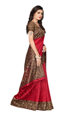 Mysore Silk Red Color Plain Saree In Heavy Pallu With Blouse