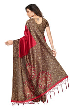 Mysore Silk Red Color Plain Saree In Heavy Pallu With Blouse